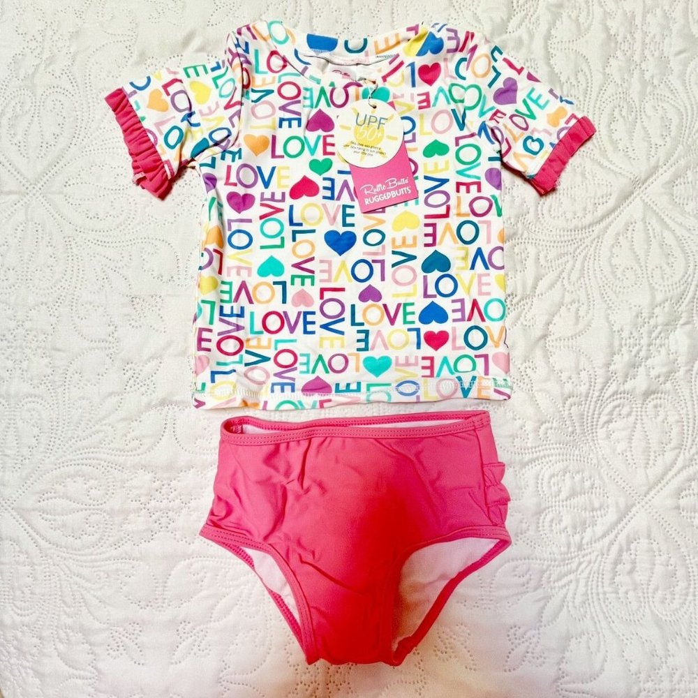 NWT Ruffle Butts Rash Guard Bikini - Picture 2 of 5